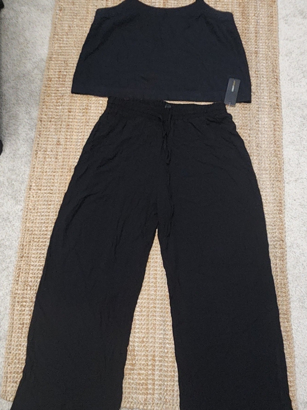 Robert Louis Black Wide-Leg Pull-On Pants & Top Set